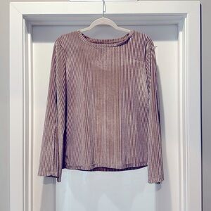 DANTELLE Pink Ribbed Blouse with Split loose Sleeves, size L, Boho, trendy & fun